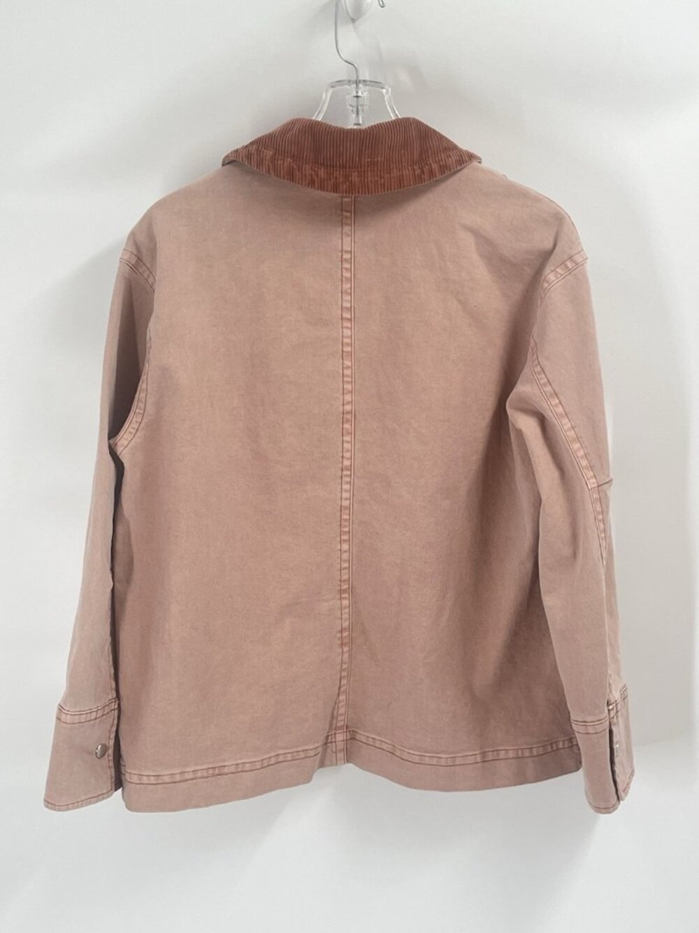 Old Navy Barn Jacket Pink Peach Corduroy Collar Workwear Utility Coat Womens S - Picture 7 of 7